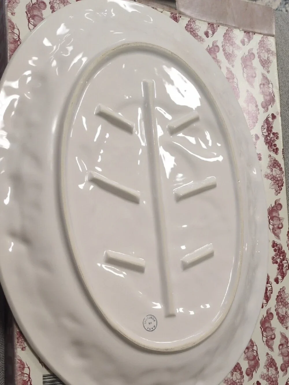 Vintage Embossed White Turkey Serving Platter